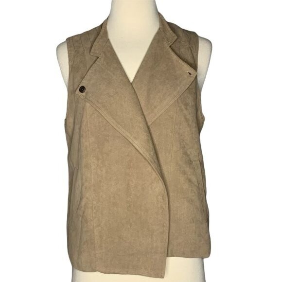 Jack by BB Dakota Meiko Faux Suede Vest Size Small Moto Tan Cream - Picture 3 of 8